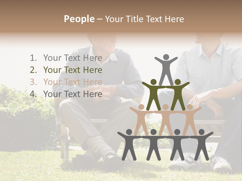 A Couple Of Men Sitting On Top Of A Bench PowerPoint Template