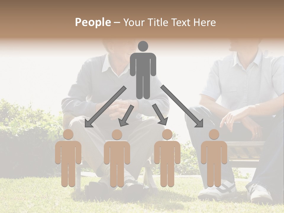 A Couple Of Men Sitting On Top Of A Bench PowerPoint Template