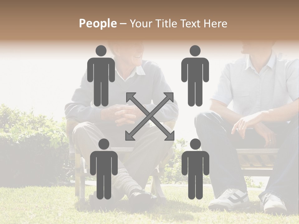 A Couple Of Men Sitting On Top Of A Bench PowerPoint Template