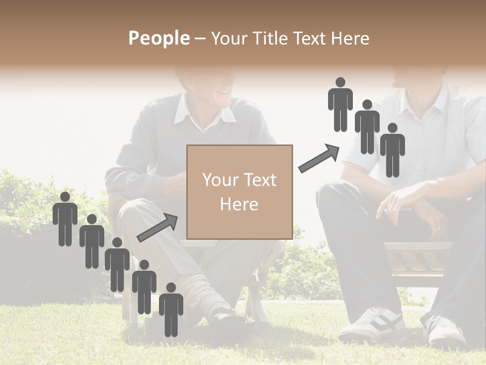 A Couple Of Men Sitting On Top Of A Bench PowerPoint Template