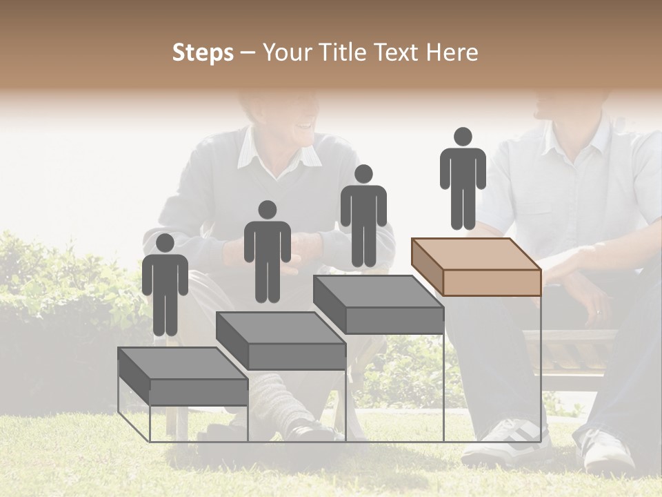 A Couple Of Men Sitting On Top Of A Bench PowerPoint Template