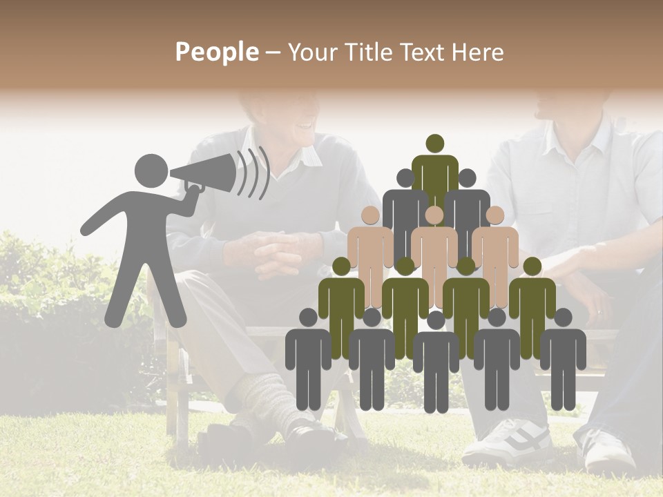 A Couple Of Men Sitting On Top Of A Bench PowerPoint Template