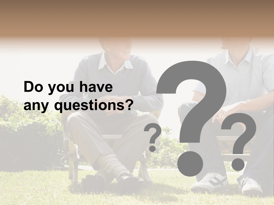 A Couple Of Men Sitting On Top Of A Bench PowerPoint Template