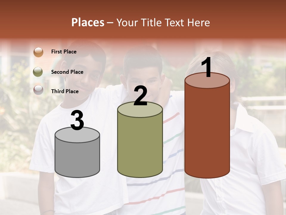 A Group Of Young Boys Standing Next To Each Other PowerPoint Template