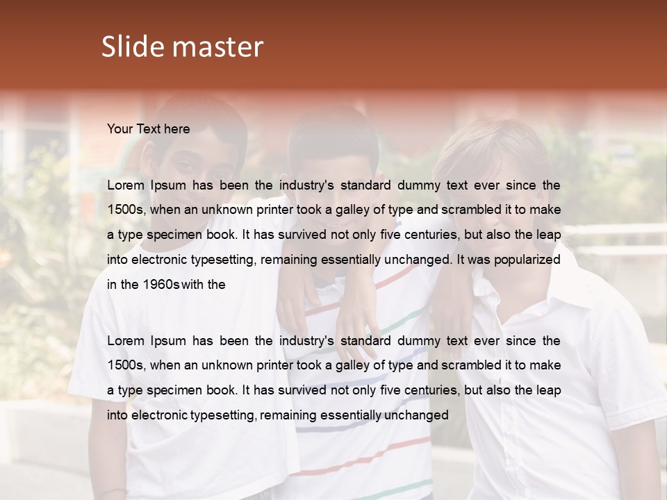 A Group Of Young Boys Standing Next To Each Other PowerPoint Template