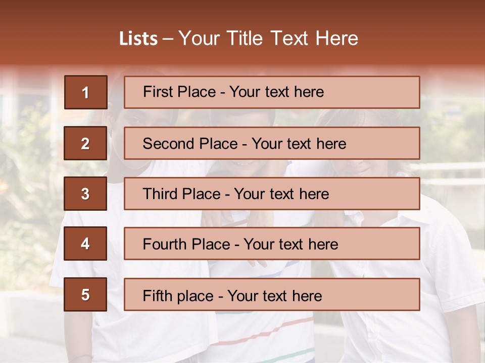 A Group Of Young Boys Standing Next To Each Other PowerPoint Template