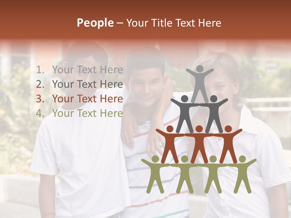 A Group Of Young Boys Standing Next To Each Other PowerPoint Template