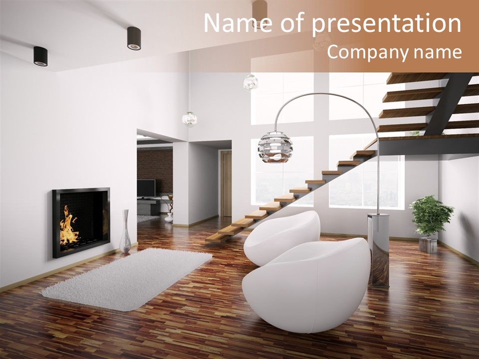 Window Stair Hall PowerPoint Template