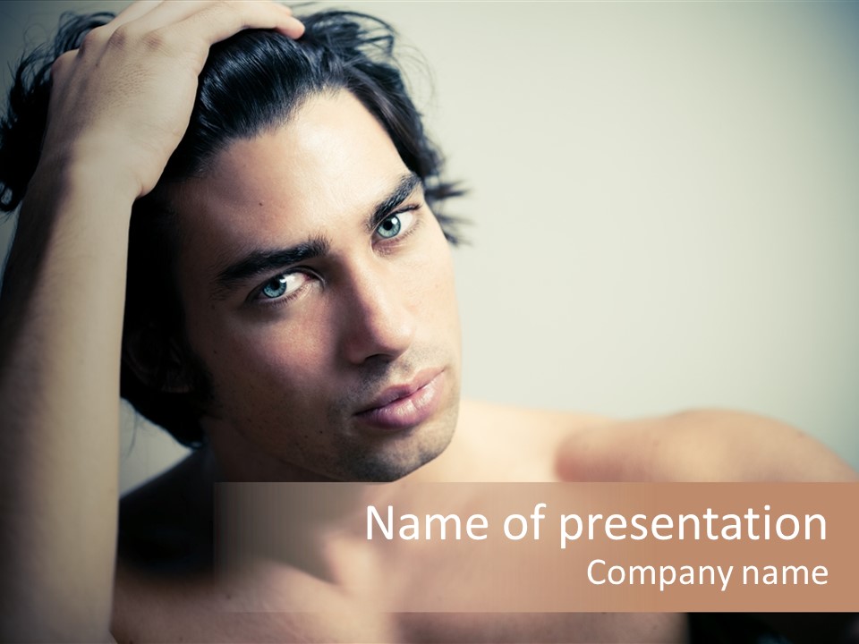 Boy Caucasian Blue PowerPoint Template