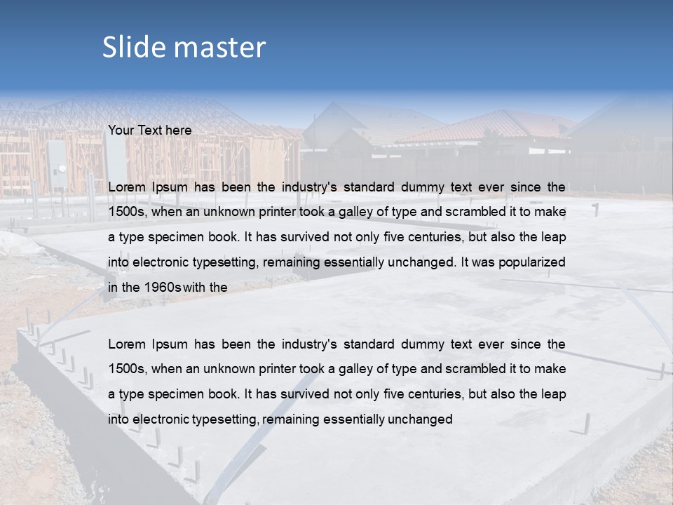 A House Being Built With A Lot Of Concrete PowerPoint Template