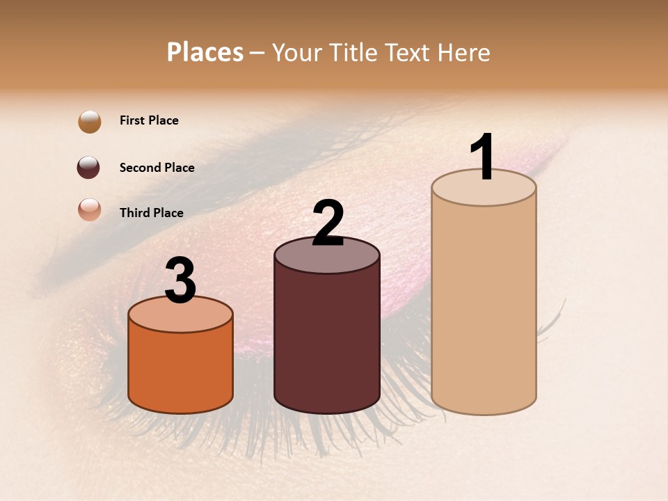 A Close Up Of A Woman's Eye With Pink And Yellow Makeup PowerPoint Template