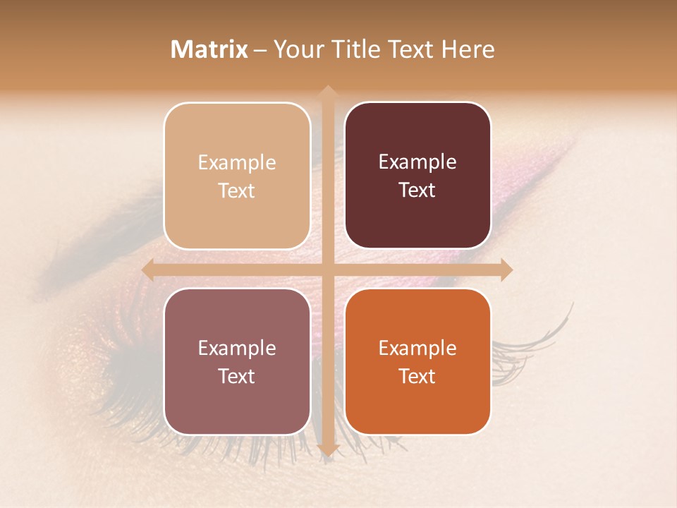 A Close Up Of A Woman's Eye With Pink And Yellow Makeup PowerPoint Template