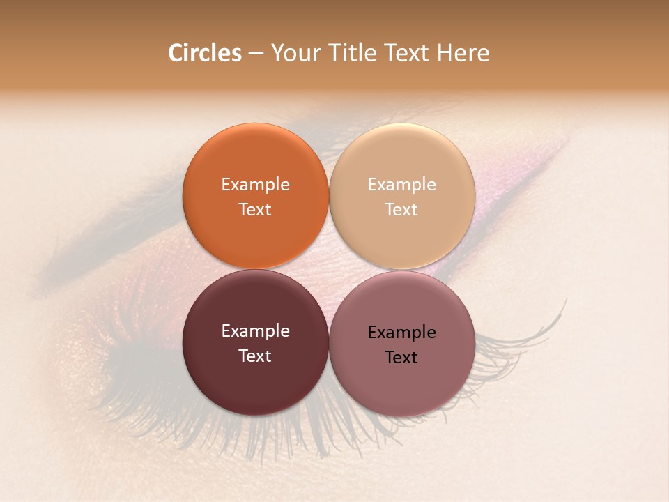 A Close Up Of A Woman's Eye With Pink And Yellow Makeup PowerPoint Template