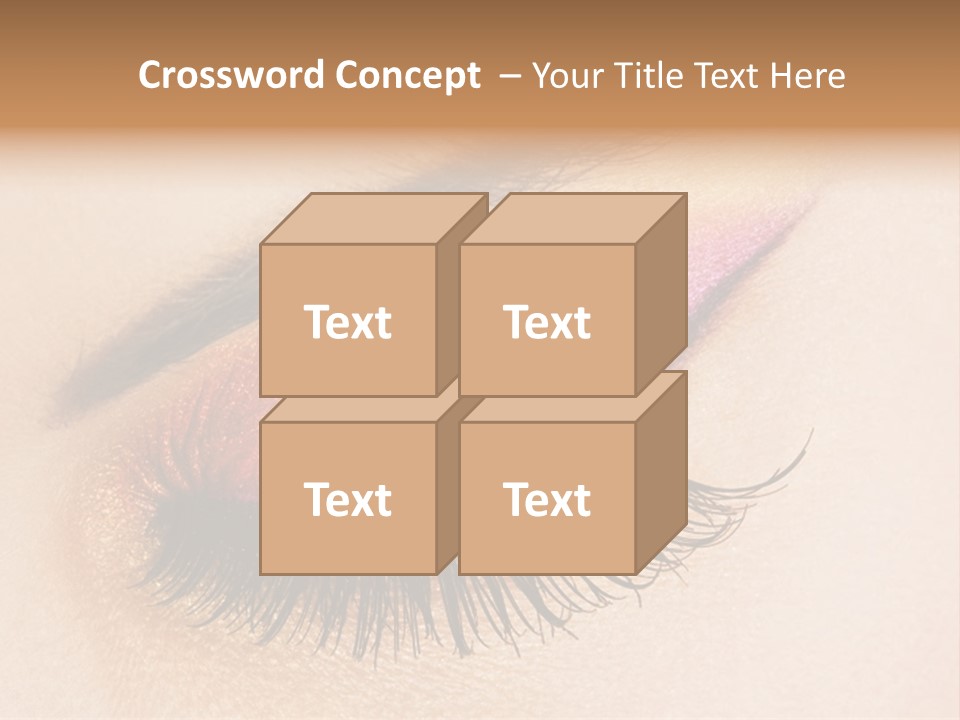 A Close Up Of A Woman's Eye With Pink And Yellow Makeup PowerPoint Template