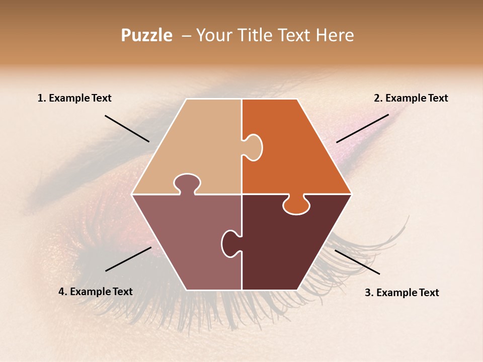 A Close Up Of A Woman's Eye With Pink And Yellow Makeup PowerPoint Template