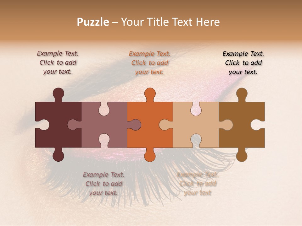 A Close Up Of A Woman's Eye With Pink And Yellow Makeup PowerPoint Template