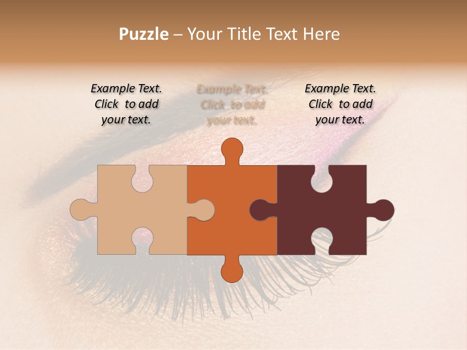 A Close Up Of A Woman's Eye With Pink And Yellow Makeup PowerPoint Template