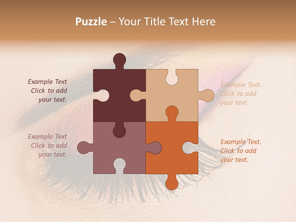 A Close Up Of A Woman's Eye With Pink And Yellow Makeup PowerPoint Template