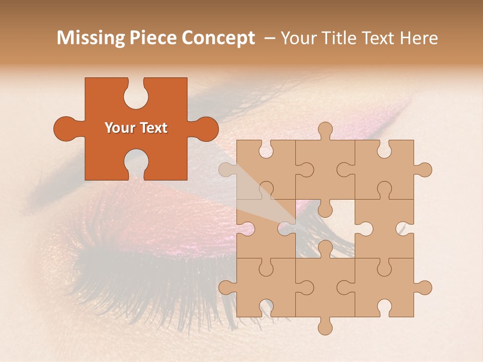 A Close Up Of A Woman's Eye With Pink And Yellow Makeup PowerPoint Template