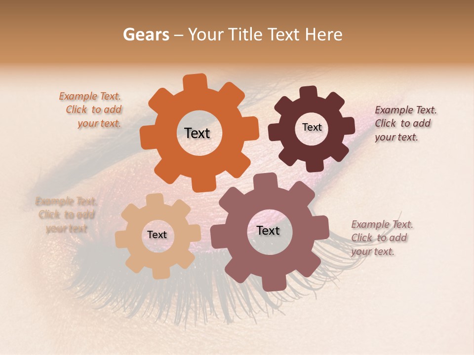 A Close Up Of A Woman's Eye With Pink And Yellow Makeup PowerPoint Template