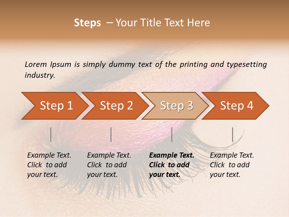 A Close Up Of A Woman's Eye With Pink And Yellow Makeup PowerPoint Template