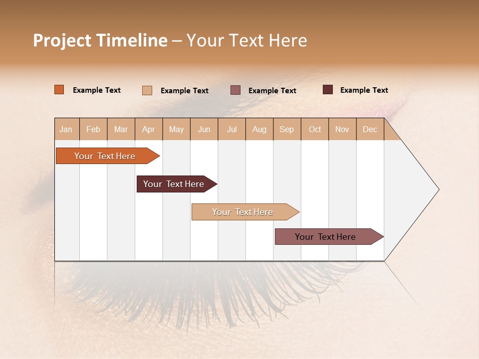 A Close Up Of A Woman's Eye With Pink And Yellow Makeup PowerPoint Template