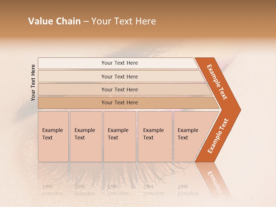 A Close Up Of A Woman's Eye With Pink And Yellow Makeup PowerPoint Template