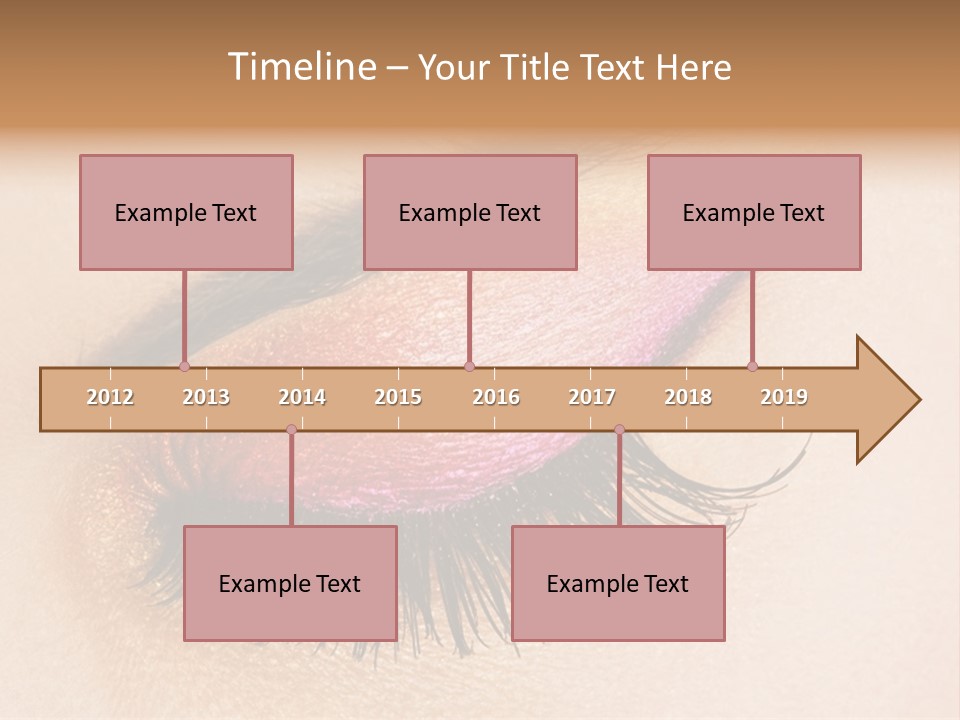 A Close Up Of A Woman's Eye With Pink And Yellow Makeup PowerPoint Template
