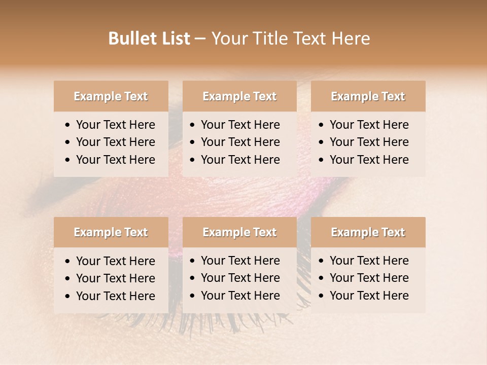 A Close Up Of A Woman's Eye With Pink And Yellow Makeup PowerPoint Template