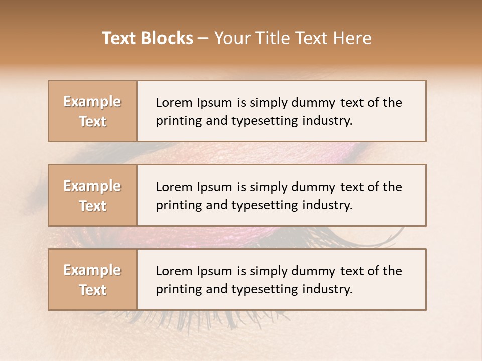 A Close Up Of A Woman's Eye With Pink And Yellow Makeup PowerPoint Template