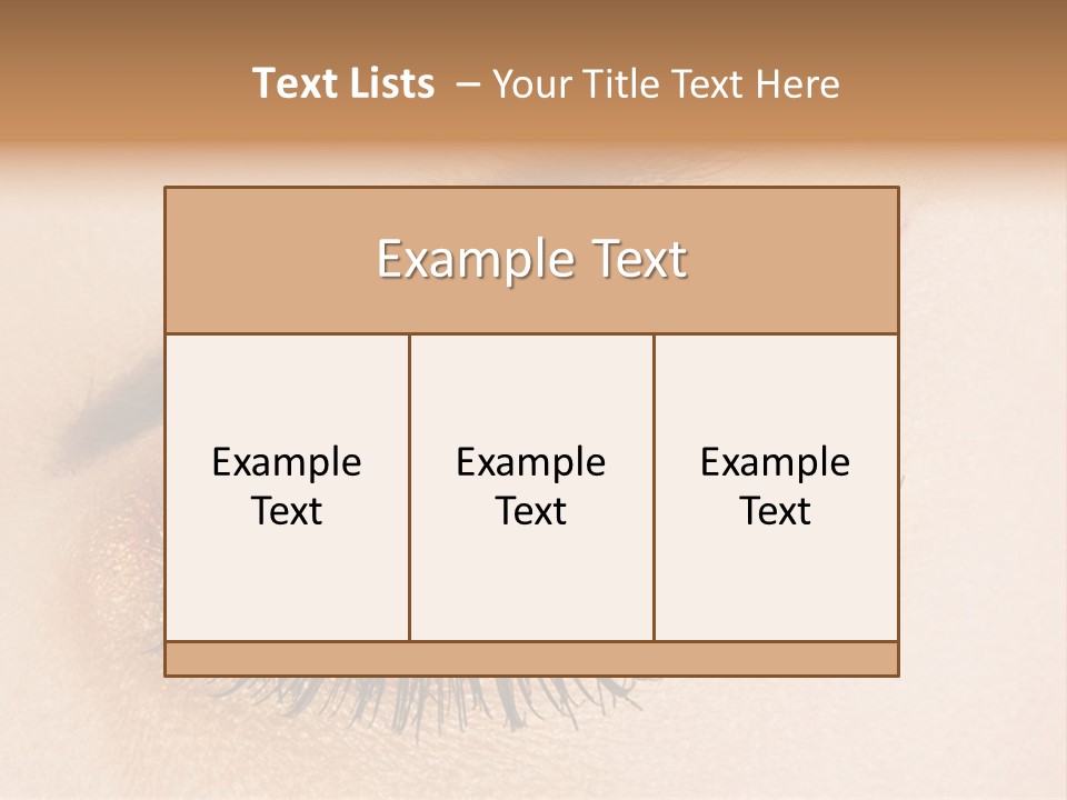 A Close Up Of A Woman's Eye With Pink And Yellow Makeup PowerPoint Template