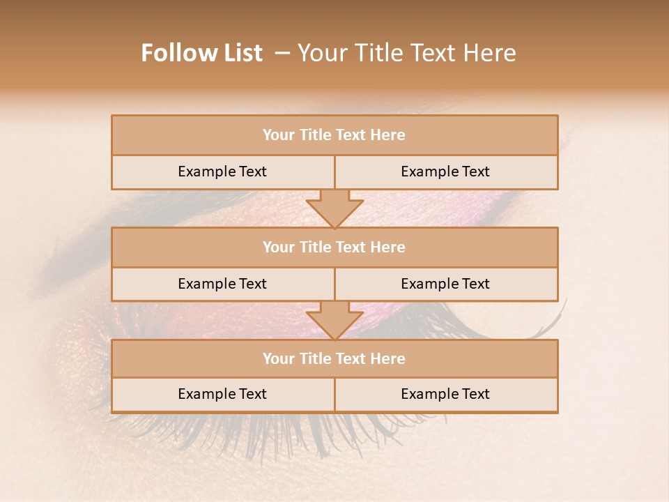 A Close Up Of A Woman's Eye With Pink And Yellow Makeup PowerPoint Template