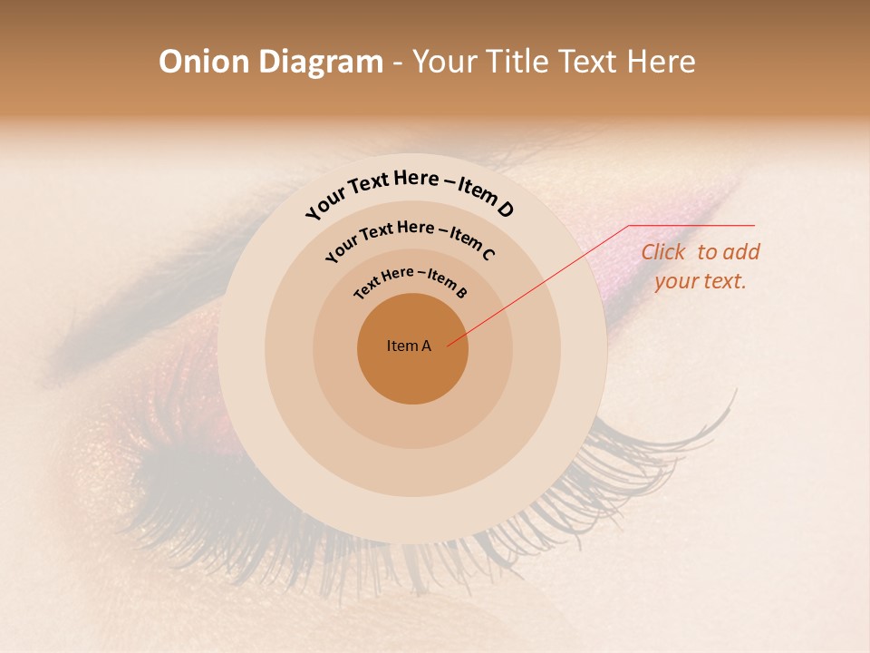 A Close Up Of A Woman's Eye With Pink And Yellow Makeup PowerPoint Template