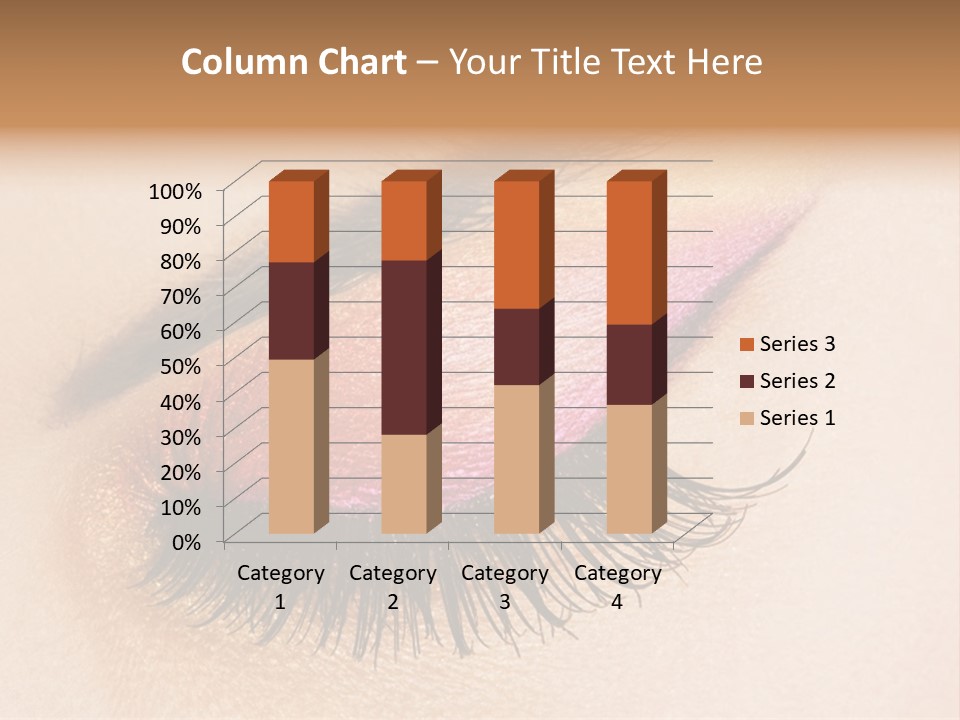 A Close Up Of A Woman's Eye With Pink And Yellow Makeup PowerPoint Template