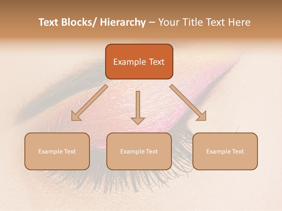 A Close Up Of A Woman's Eye With Pink And Yellow Makeup PowerPoint Template
