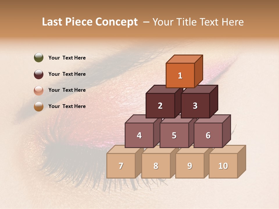 A Close Up Of A Woman's Eye With Pink And Yellow Makeup PowerPoint Template