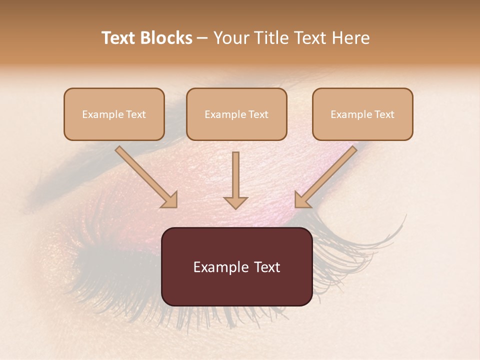 A Close Up Of A Woman's Eye With Pink And Yellow Makeup PowerPoint Template