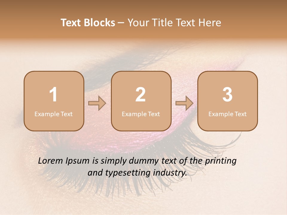 A Close Up Of A Woman's Eye With Pink And Yellow Makeup PowerPoint Template