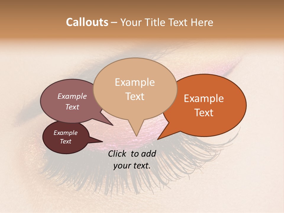 A Close Up Of A Woman's Eye With Pink And Yellow Makeup PowerPoint Template