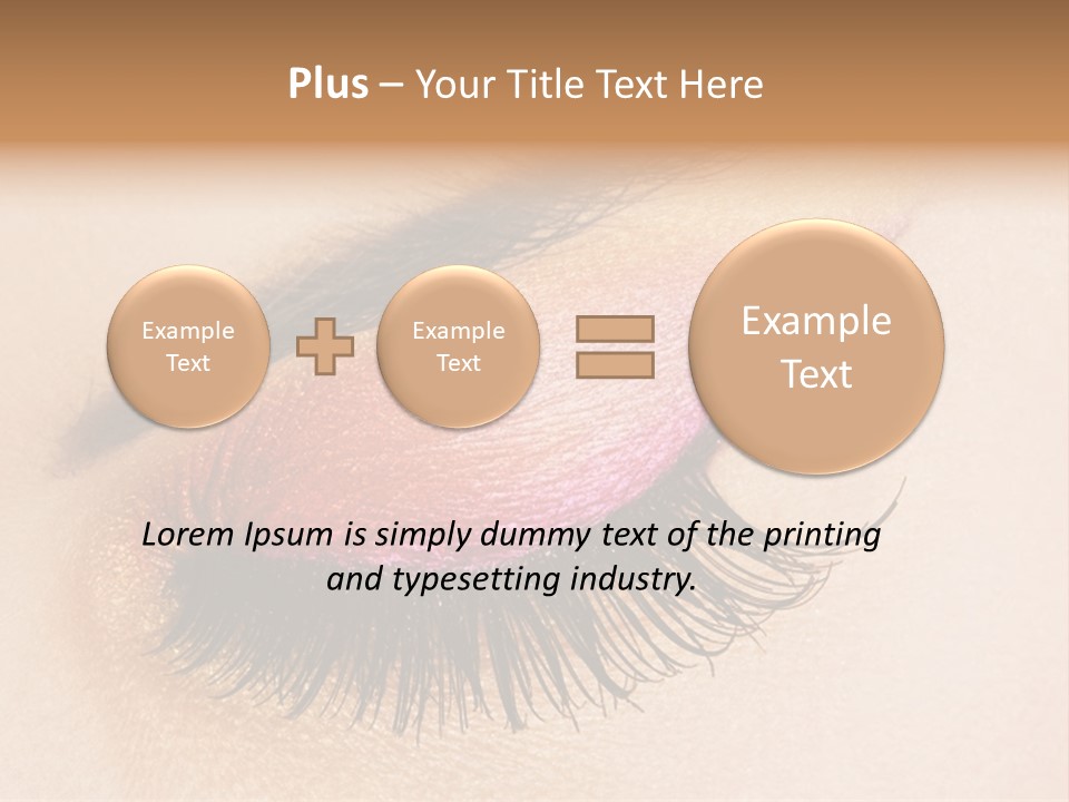 A Close Up Of A Woman's Eye With Pink And Yellow Makeup PowerPoint Template
