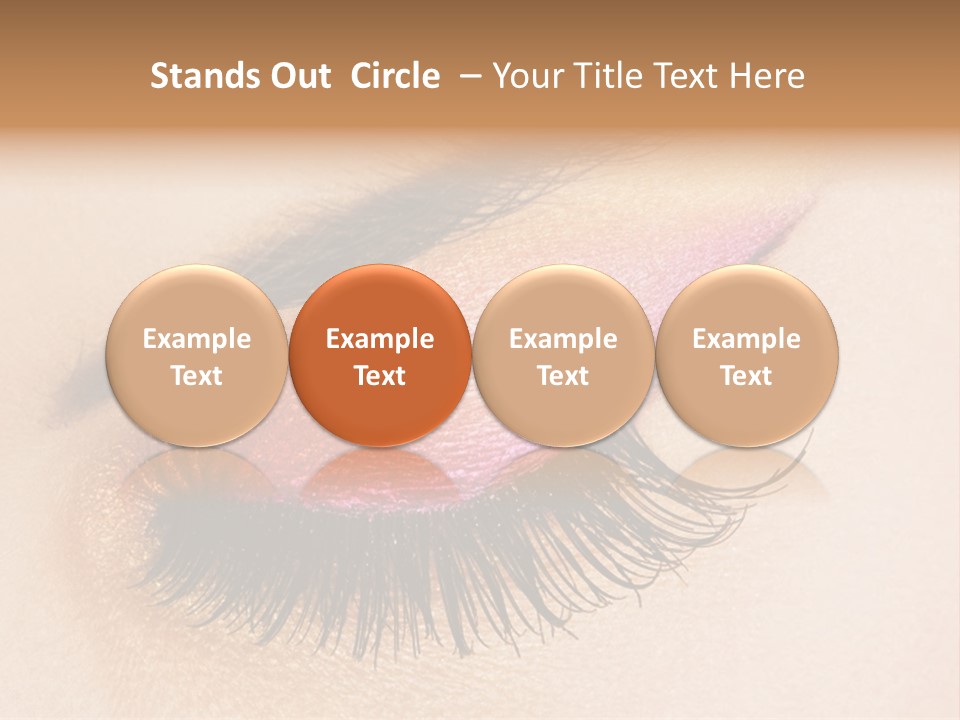 A Close Up Of A Woman's Eye With Pink And Yellow Makeup PowerPoint Template