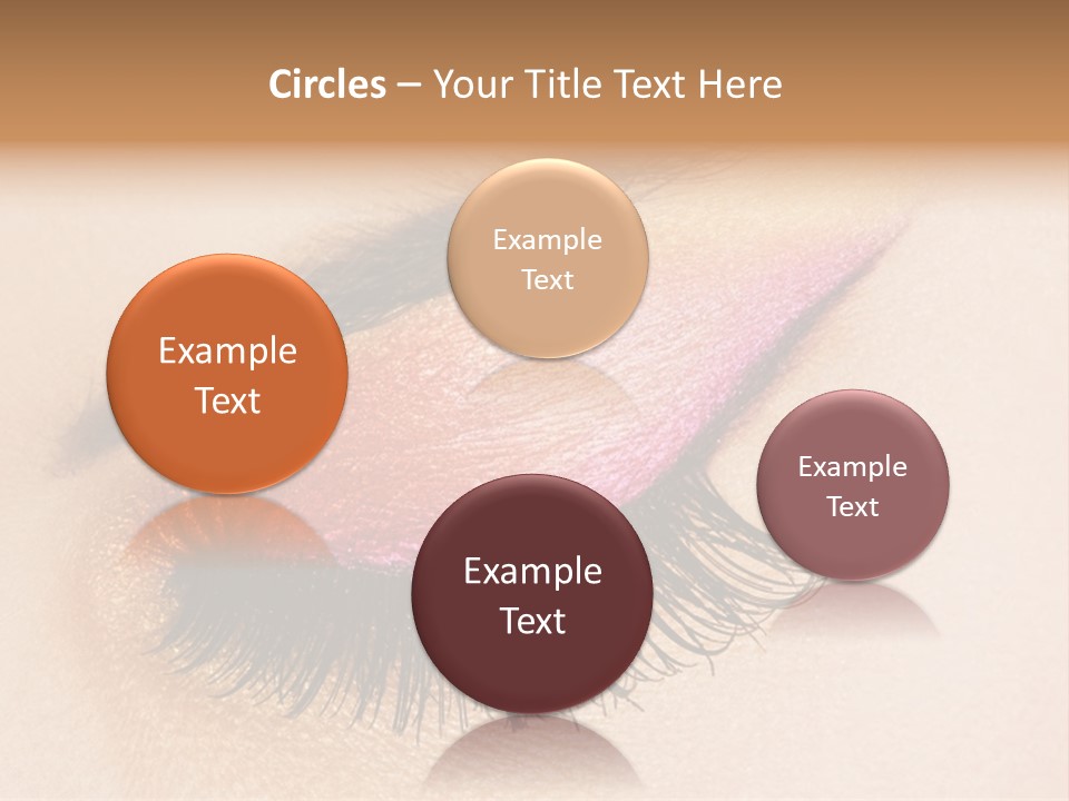 A Close Up Of A Woman's Eye With Pink And Yellow Makeup PowerPoint Template