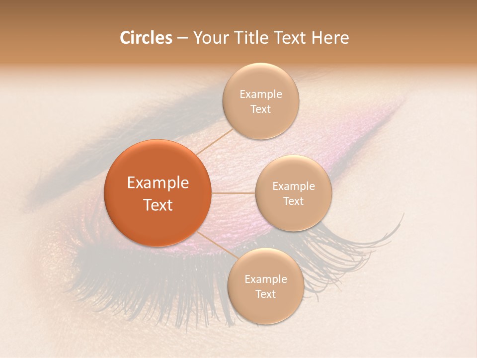 A Close Up Of A Woman's Eye With Pink And Yellow Makeup PowerPoint Template