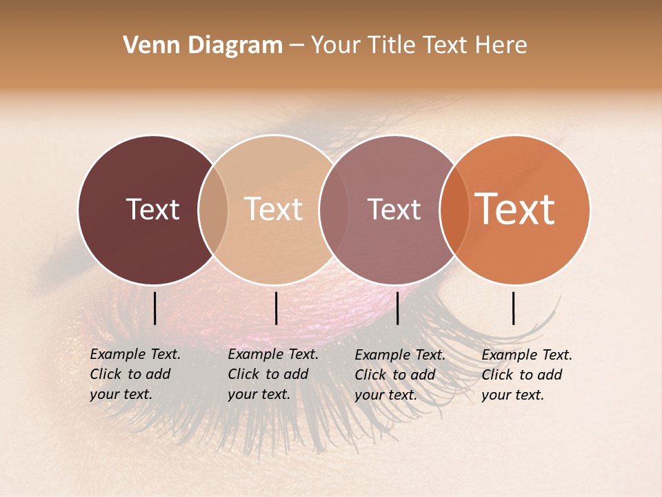 A Close Up Of A Woman's Eye With Pink And Yellow Makeup PowerPoint Template