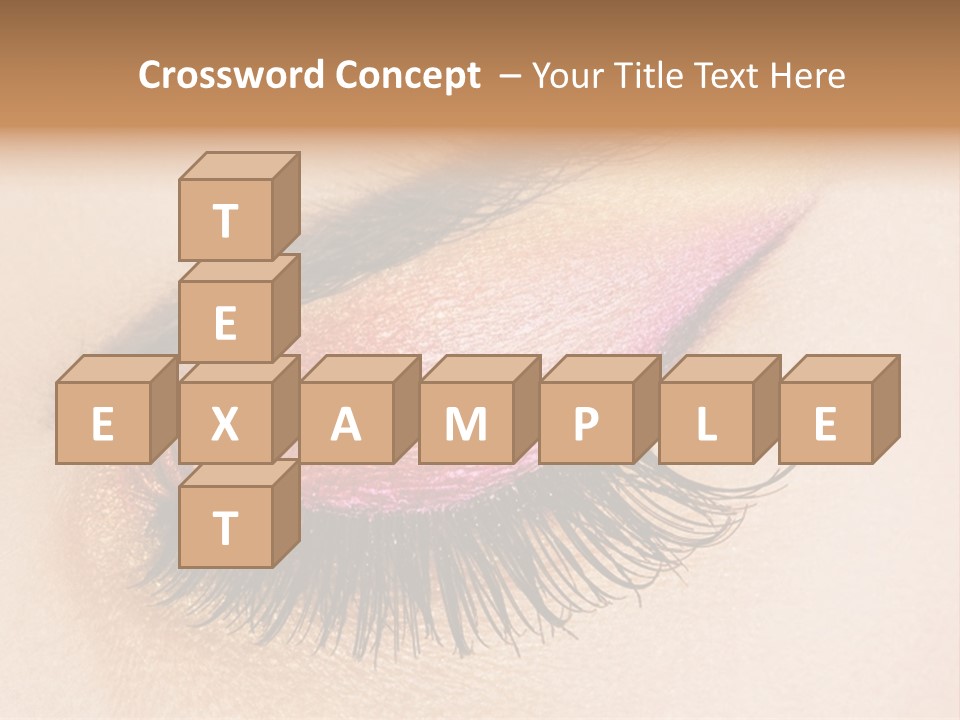 A Close Up Of A Woman's Eye With Pink And Yellow Makeup PowerPoint Template