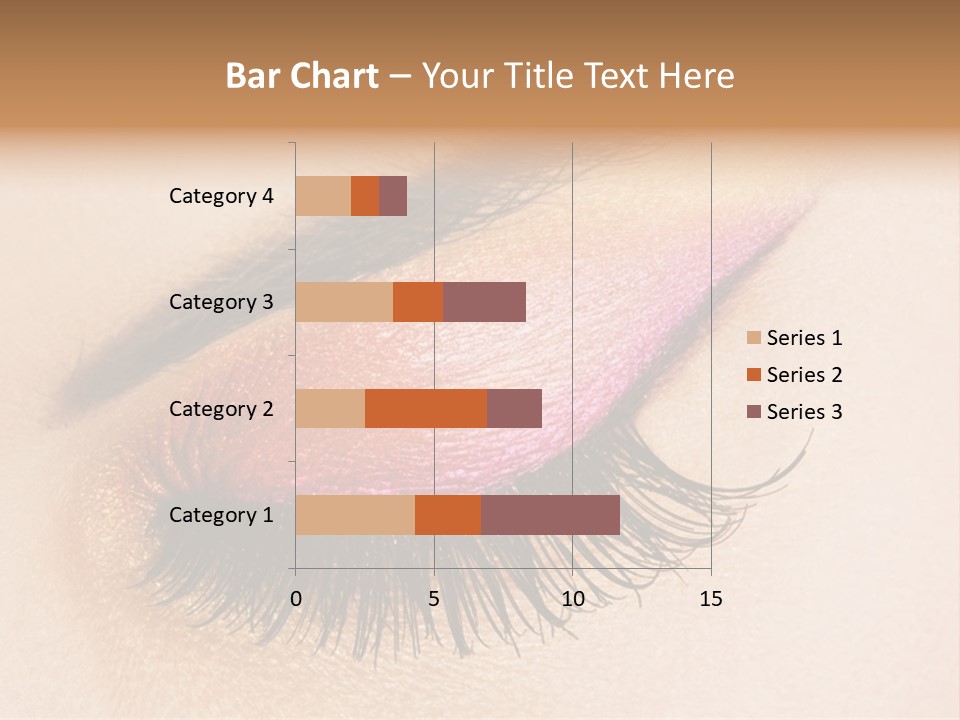 A Close Up Of A Woman's Eye With Pink And Yellow Makeup PowerPoint Template