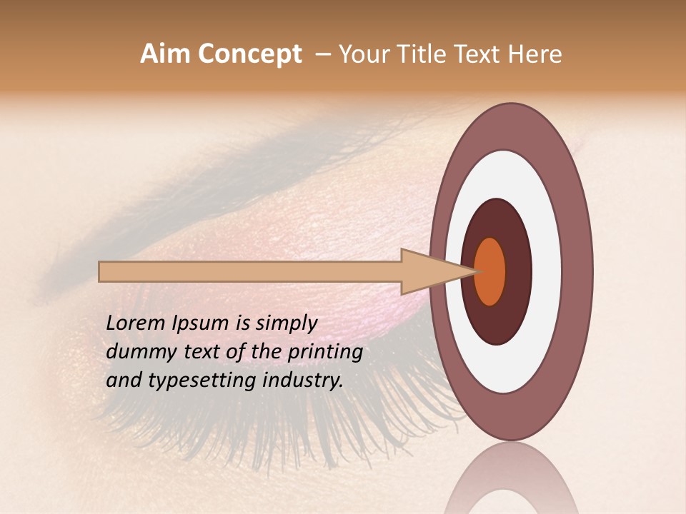 A Close Up Of A Woman's Eye With Pink And Yellow Makeup PowerPoint Template