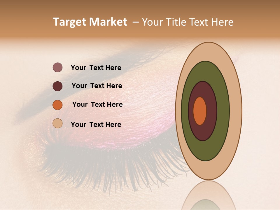 A Close Up Of A Woman's Eye With Pink And Yellow Makeup PowerPoint Template