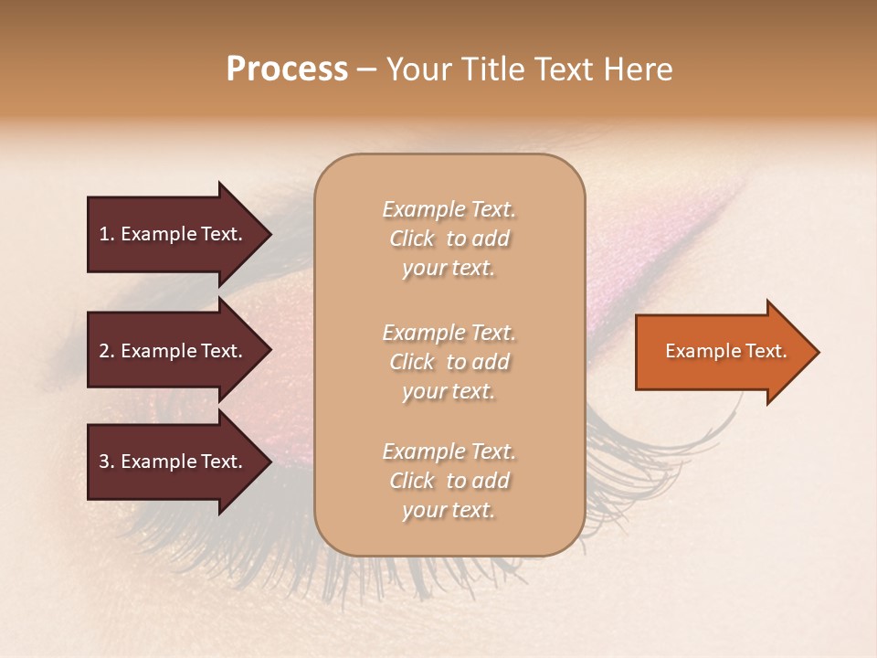 A Close Up Of A Woman's Eye With Pink And Yellow Makeup PowerPoint Template