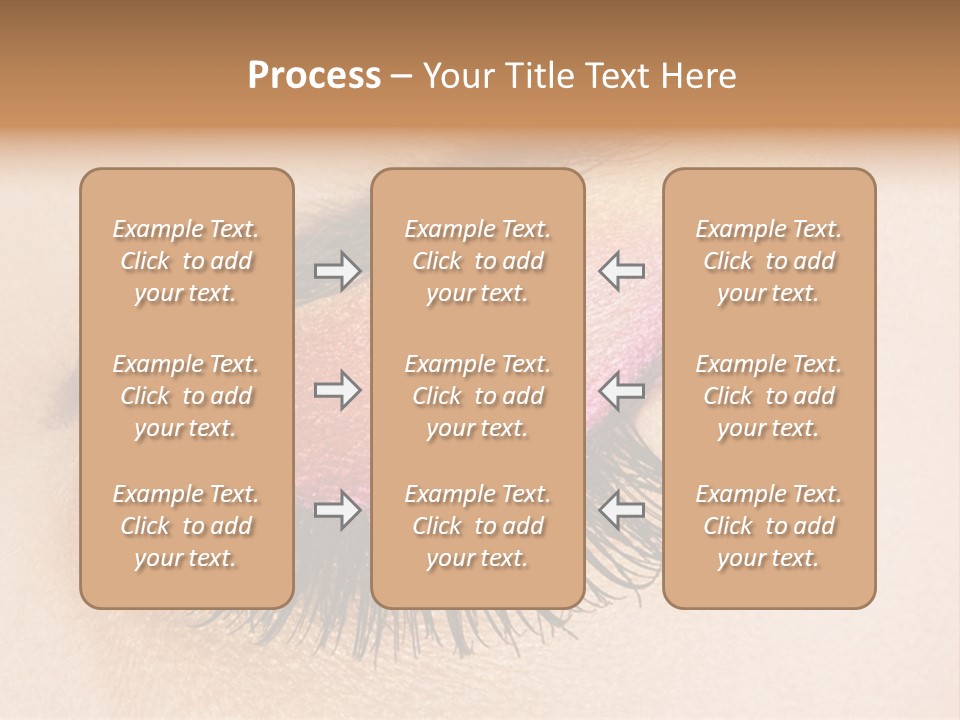 A Close Up Of A Woman's Eye With Pink And Yellow Makeup PowerPoint Template